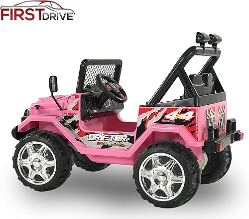 Miniatura 6 de First Drive Wrangler Truck - Coche eléctrico de 12 V con mando a distancia reproducción de MP3 cable auxiliar ruedas de alta calidad color negro