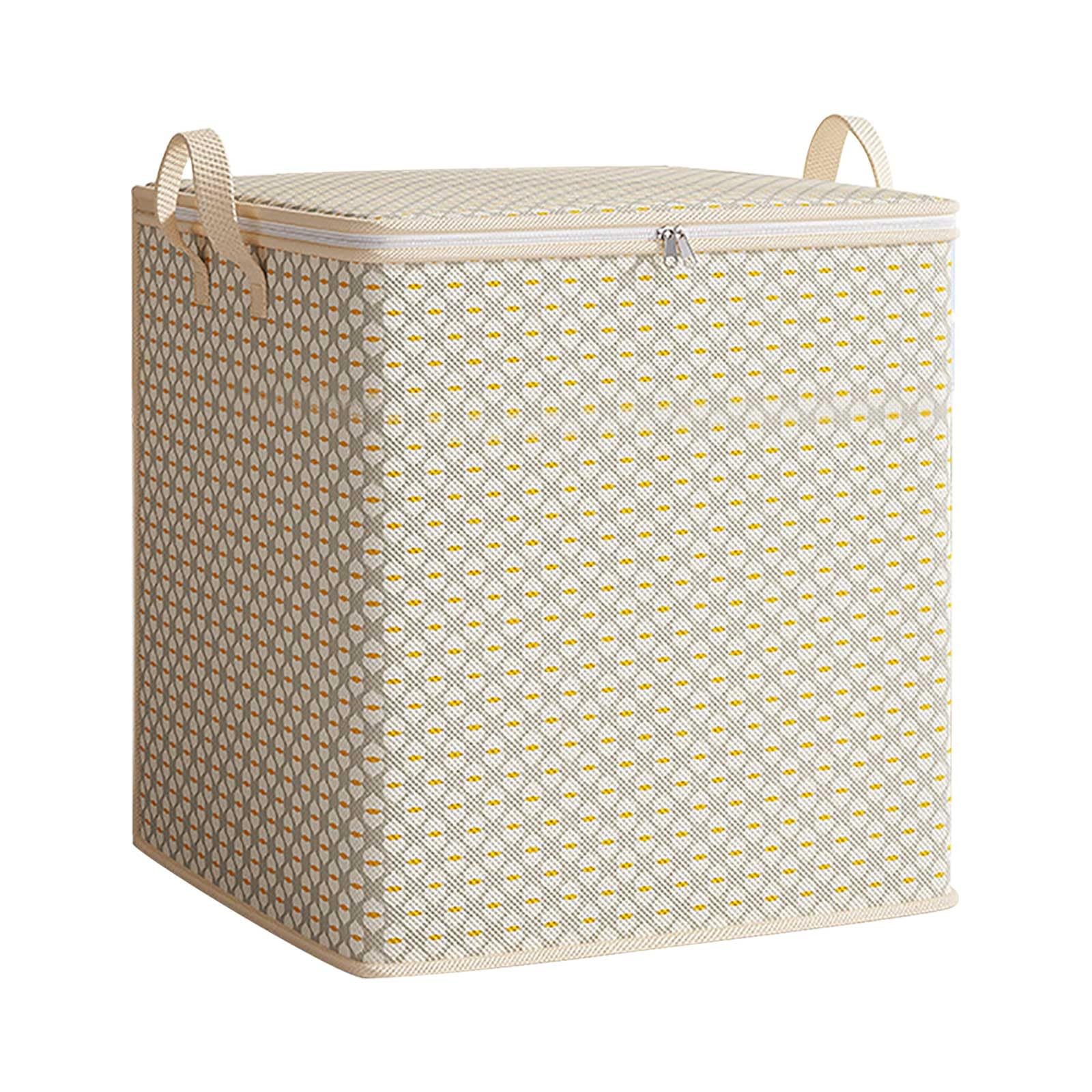 Foldable Storage Bags, Stylish Woven Storage Container with Zipper, Washable Foldable Bags, Storage Basket, Laundry Basket, Toy Organizer Lid for Home (110L)