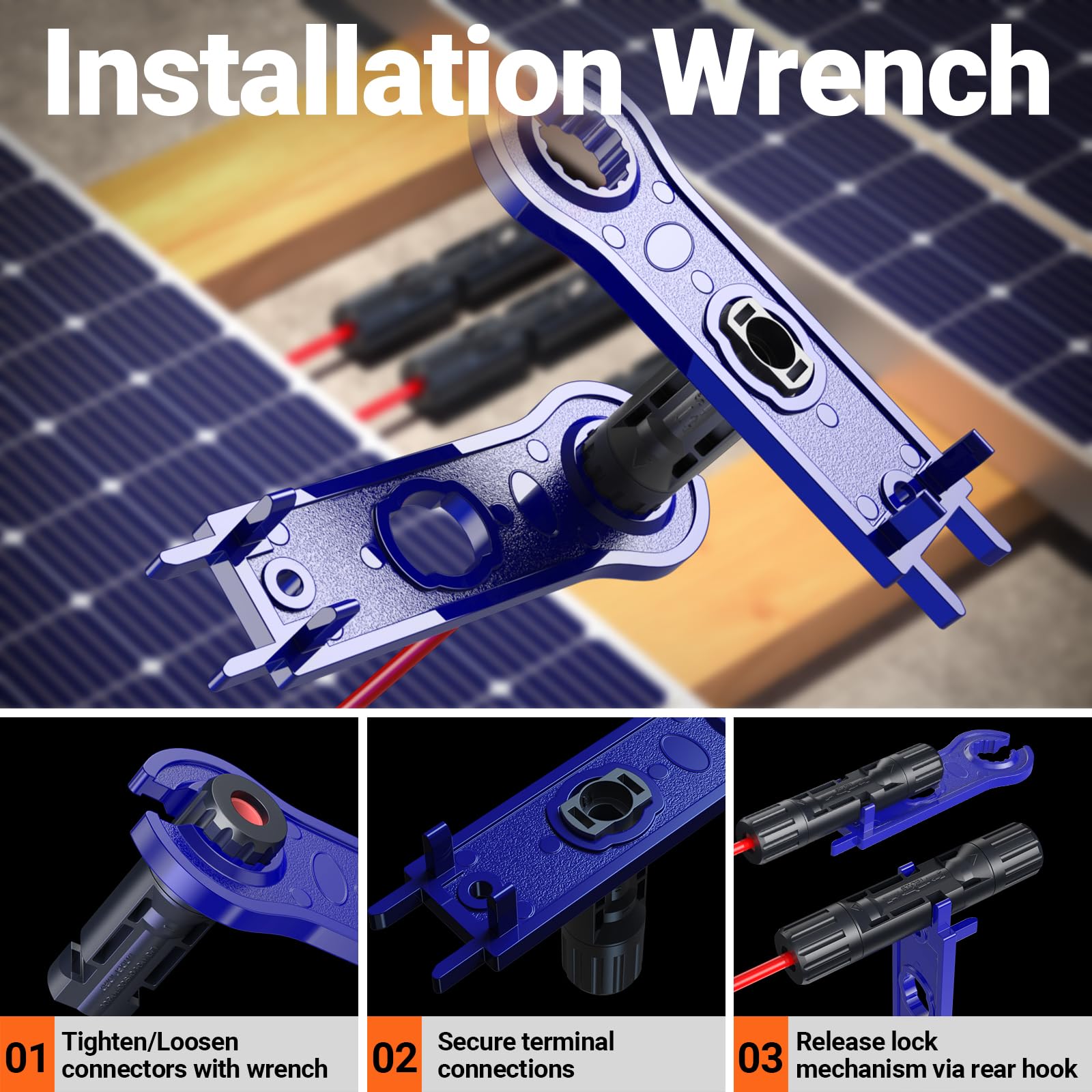 Pince à Sertir, Outils de Sertissage Solaires Pour 2,5-6 mm² Câble PV avec Preciva Pince a Sertir, 10 Paires de Connecteurs Solaires, 2 Clés MC4, Photovoltaïque Panneaux Solaires