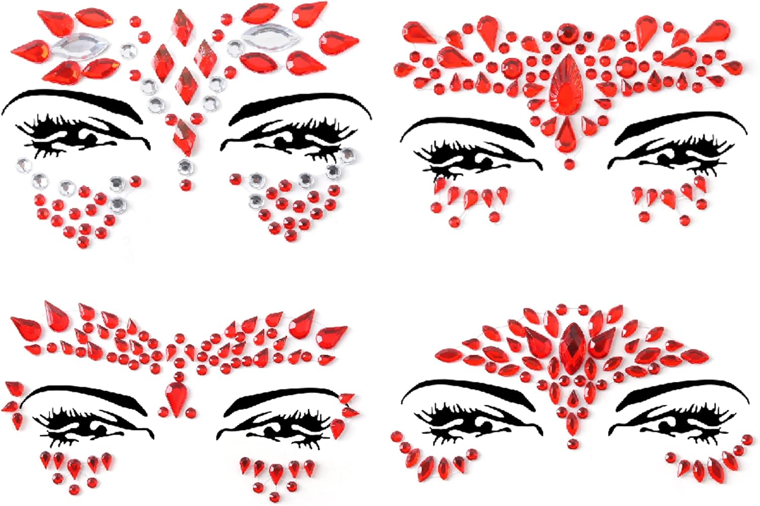 4 PCS Face Gems Face Jewels, Crystals Face Stickers for Eyes Face Body