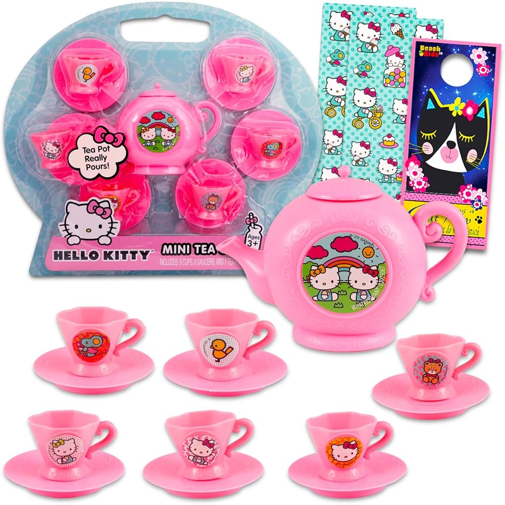 Hello Kitty Tea Party Set Bundle - 13 Piece Tea Set with Hello