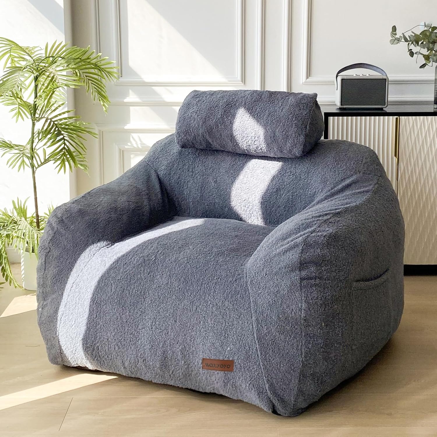 MAXYOYO Giant Bean Bag Chair with Pillow,Sherpa Fabric