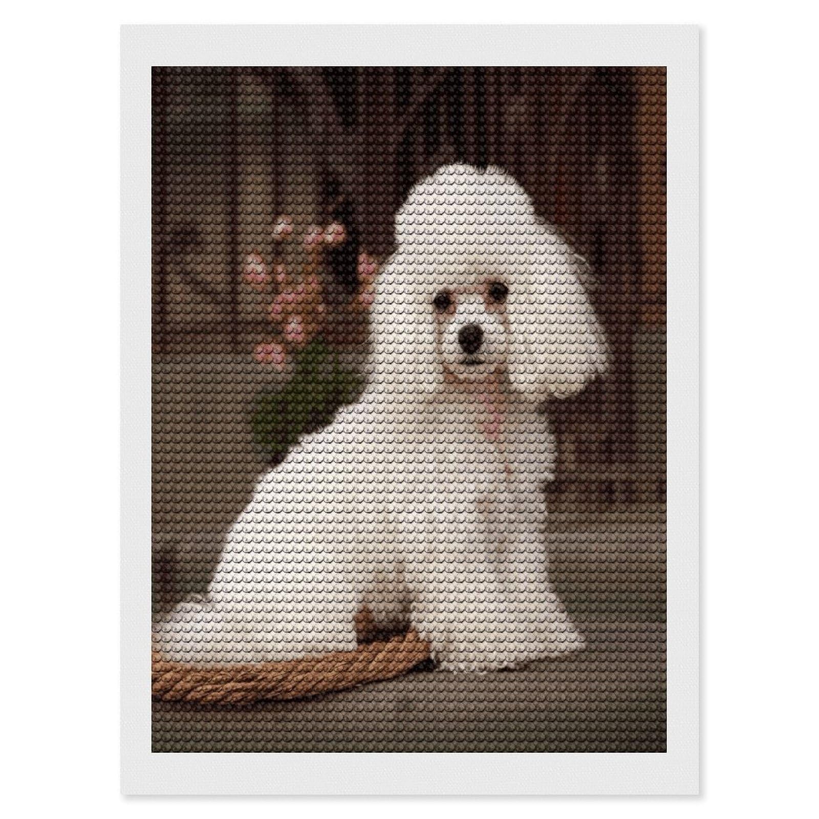 FodPand French Poodle Diamond Art Kits for Adults Diamond Painting Kits for Beginner 5D DIY Full Round Drill Diamond Dot Painting Gem Art Crafts for Home Wall Decor
