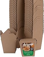 Vista 1 de Recipientes de comida para llevar de 16 onzas para microondas, caja de papel kraft marrón chino para llevar (paquete de 50) resistente a fugas