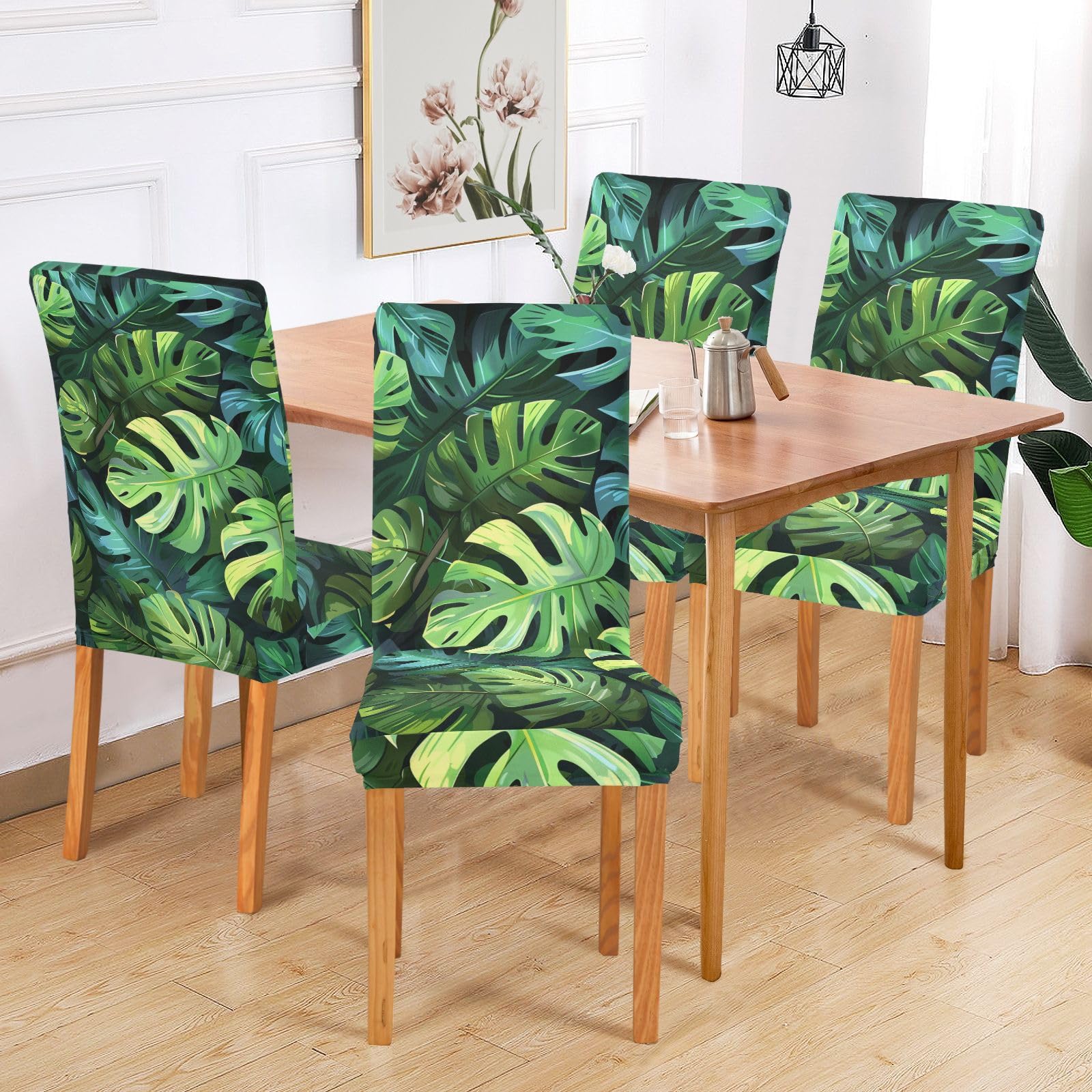 Amazon.com: JIPONI Monstera Leaf Tree Chair Covers for Dining Chairs Set of  2,Washable Dining Chair Seat Covers/Slipcovers for House, Parlor, Banquet :  Home & Kitchen
