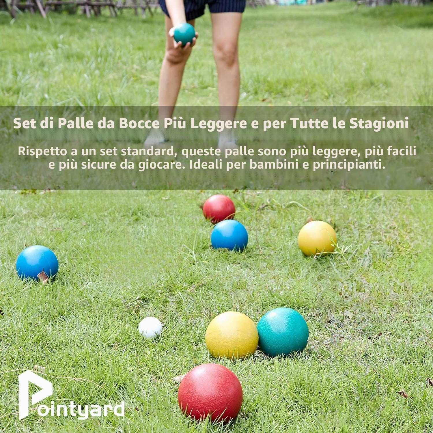 Set per gioco di bocce, set di bocce più leggero da 84 mm con 8 bocce in PE | Borsa per il trasporto | Nastro di misurazione - Giochi da famiglia per esterni per cortile/prato/spiaggia