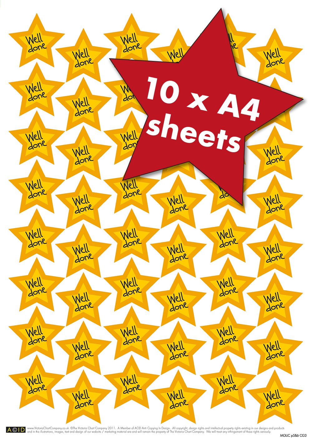 Buy The Victoria Chart Company 480 x 'Well Done' Star Stickers for