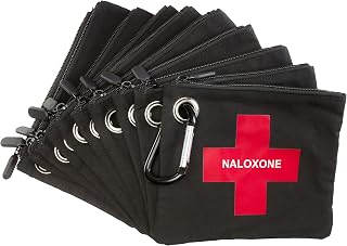 Canvas Bag with Zipper Pouch for Naloxone Nasal Spray and Naloxone Opioid Overdose Kits - Holds Two Naloxone Nasal Spray and Accessories. Naloxone Nasal Spray NOT Included (Black, 10 Units)