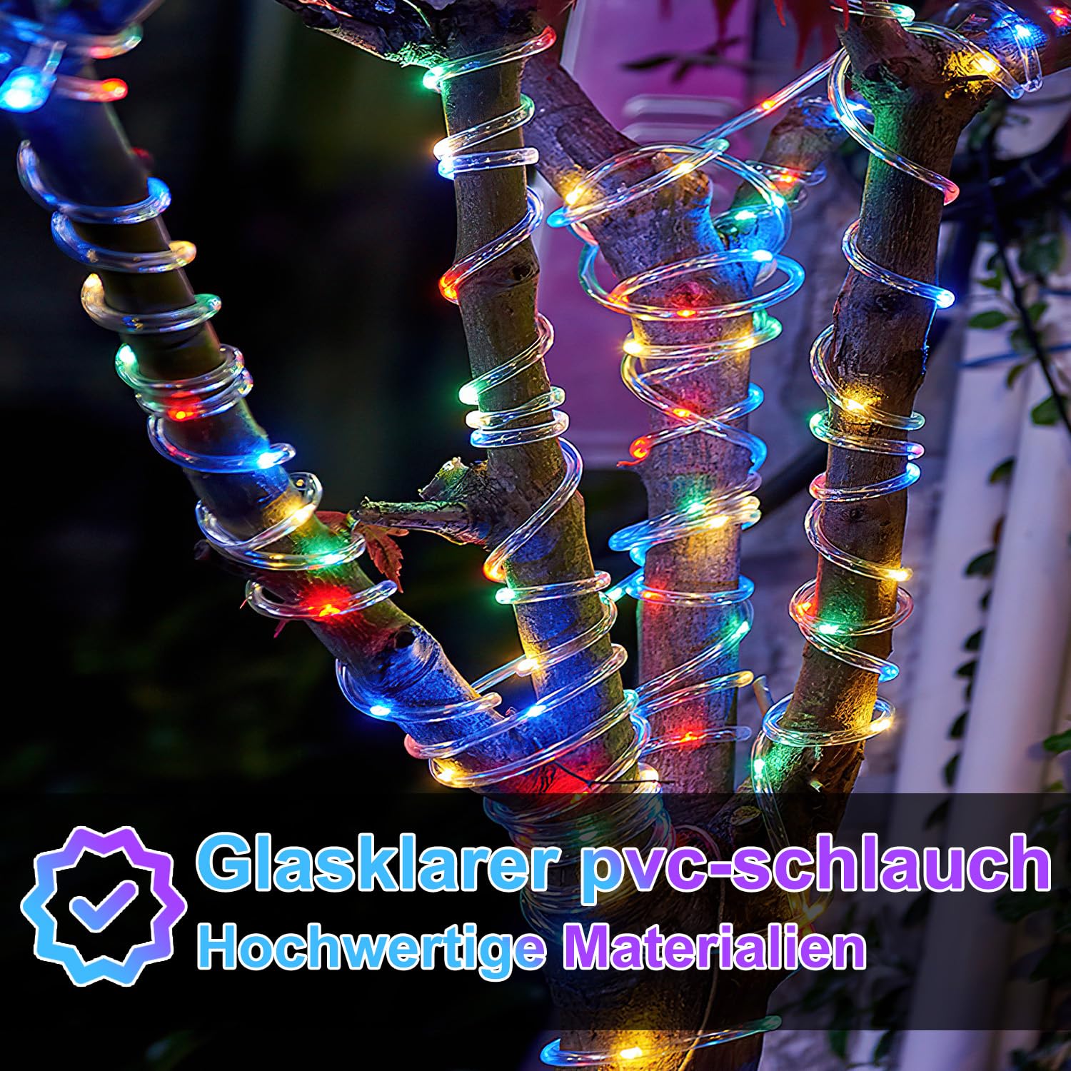 Lichterschlauch Lichtschlauch Lichterkette 30M LED-Lichtschlauch 720 LEDs mit Timer und 8 Modi für Garten Party Hochzeit Weihnachten Deko (Bunt)