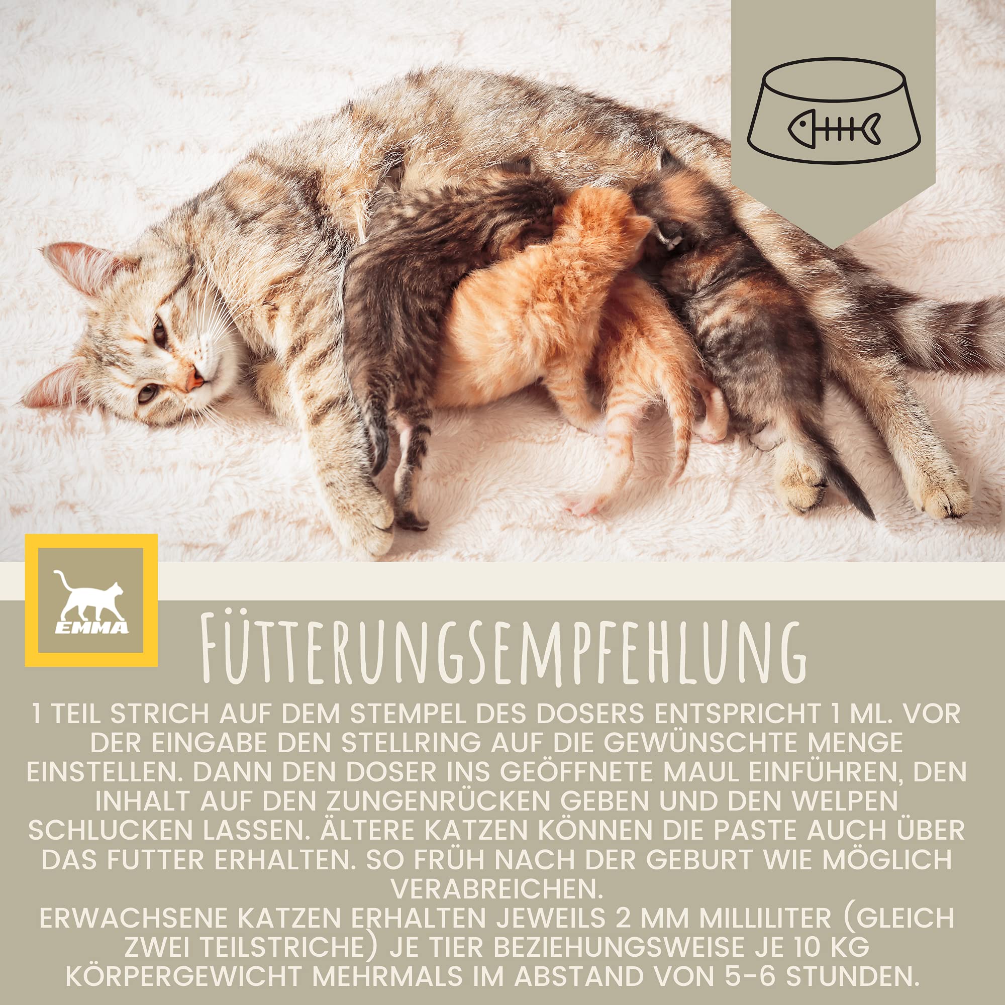EMMA Multi Vitamine B Complex para Gatos, Vitamina B1, B2, B6, B12, Calcio, ácido fólico, Hierro, Zinc Líquido 100 ml más Refuerzo vitamínico 15 ml