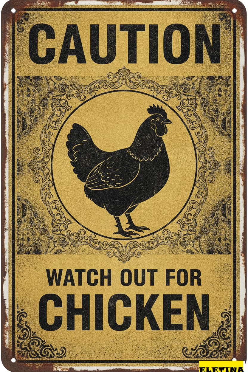 Tin Sign for Man Cave Caution Watch Out Chicken You Have Been Warned Aluminum Metal Tin S Door Warning Zoo Fence Gate Yard Home Wall Decor 8x12 Inch Private Property Decorative