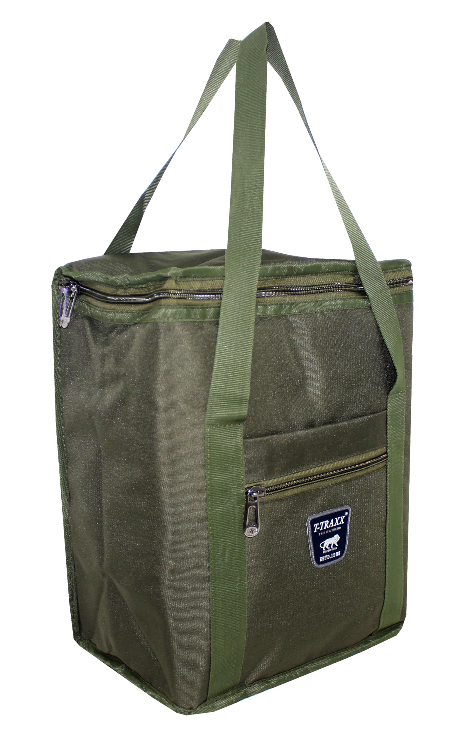 T-Traxx Waterproof Insulated Lunch Bag for Men & Women | Jumbo Hot & Cold Tiffin Bag with Handle, Front Pocket & Inner Organizer | Large Office, School & Travel Lunch Bag | 18L | Mehndi - Green.-image-32