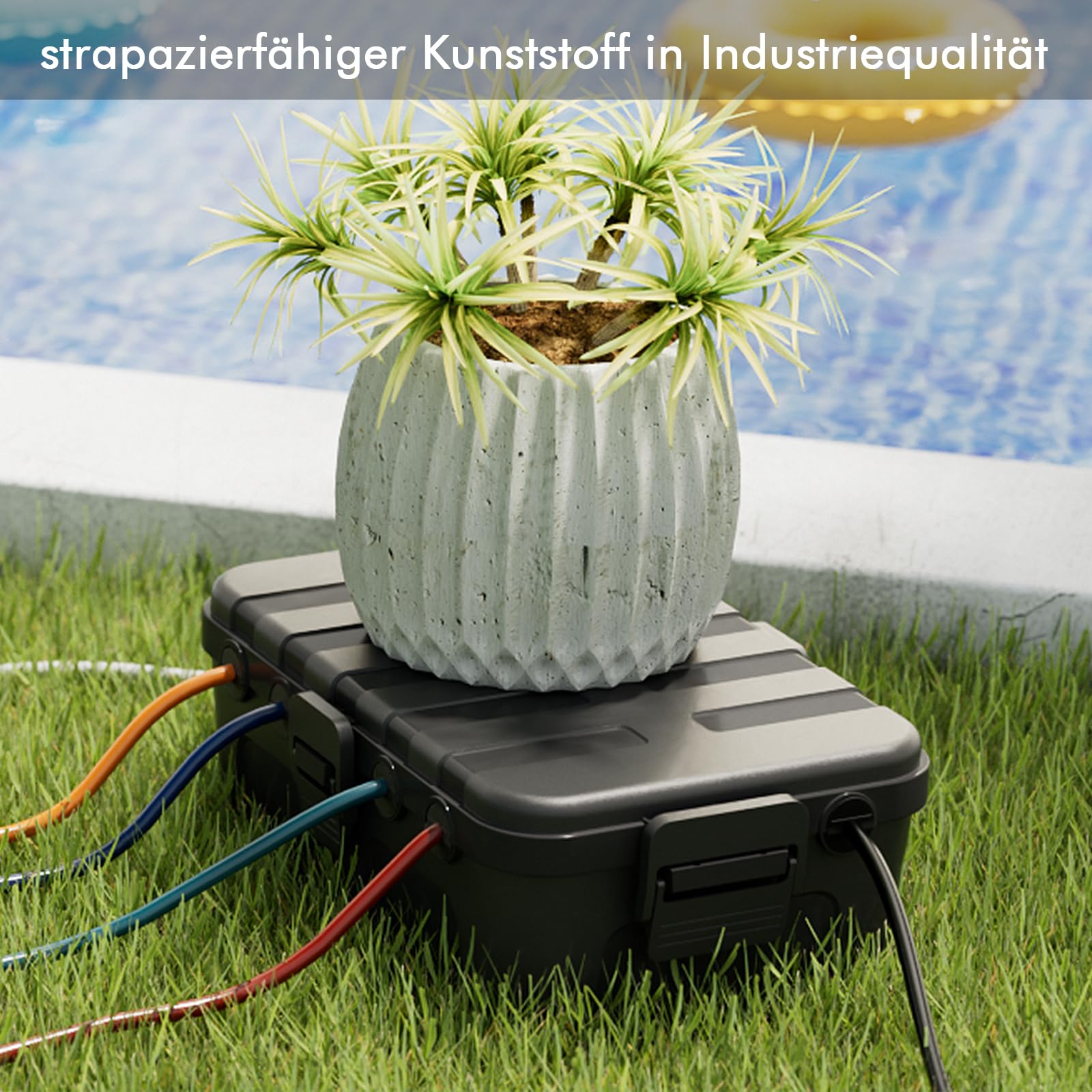 RESTMO große wasserdichte Kabelbox für den Außenbereich (Outdoor), IP54 wasserdicht, wetterfester Elektrokasten zum Schutz von Verlängerungskabel, Steckdosenleisten, Außensteckern (32x22x13cm)-Schwarz