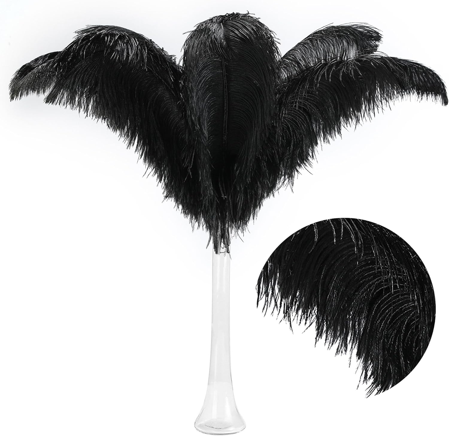 Larryhot Black Ostrich Feathers Bulk - 28-30 inch 10pcs Feathers for Vase,Wedding Party Centerpieces and Home Decorations (Black)