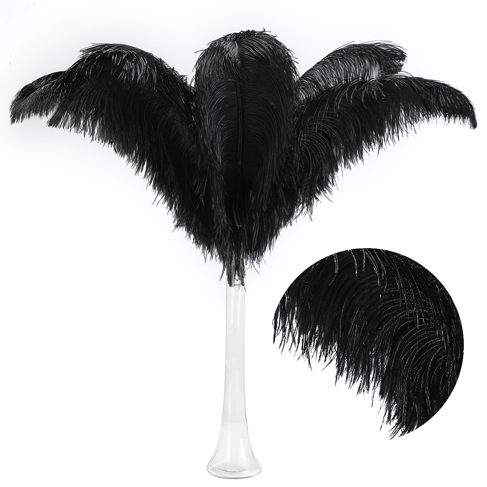 Larryhot Black Ostrich Feathers Bulk - 28-30 inch 10pcs Feathers for Vase,Wedding Party Centerpieces and Home Decorations (Black) Black 28-30inch