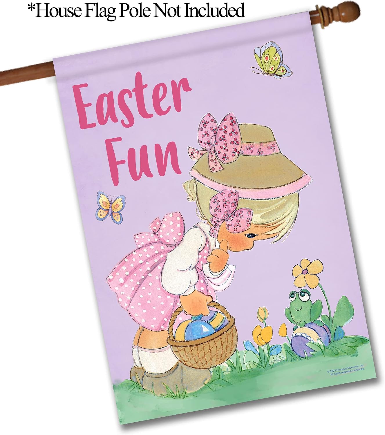 Flagology.com, Precious Moments Easter Fun – House Flag 28" x 40", Outdoor Flag, Exclusive Premium Fabric, Licensed Precious Moments, Easter