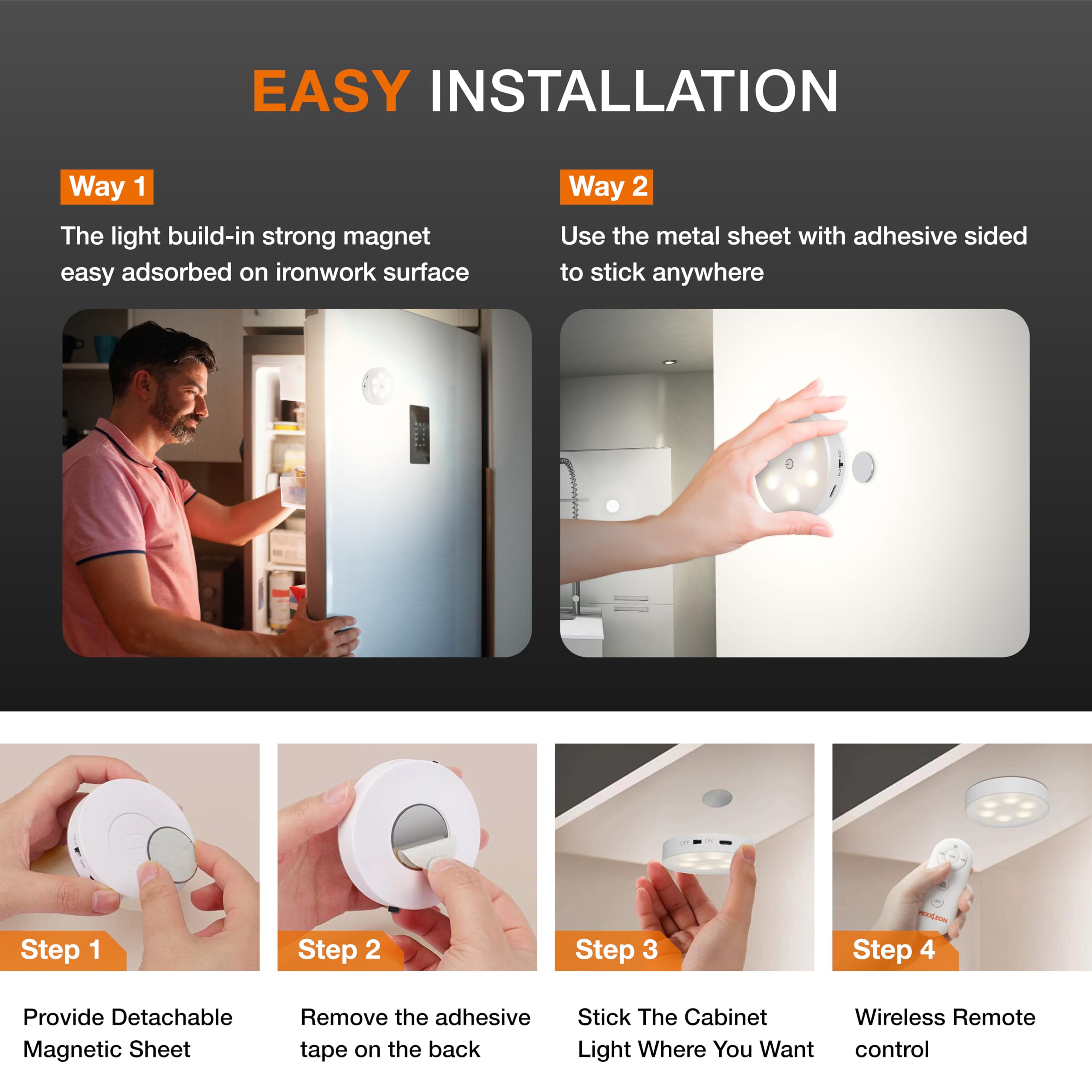 Luci LED Ricaricabili Con Telecomando - 3 Pezzi Per Armadi E Scaffali | 2000mAh, 3 Temperature Colore - Foto 8