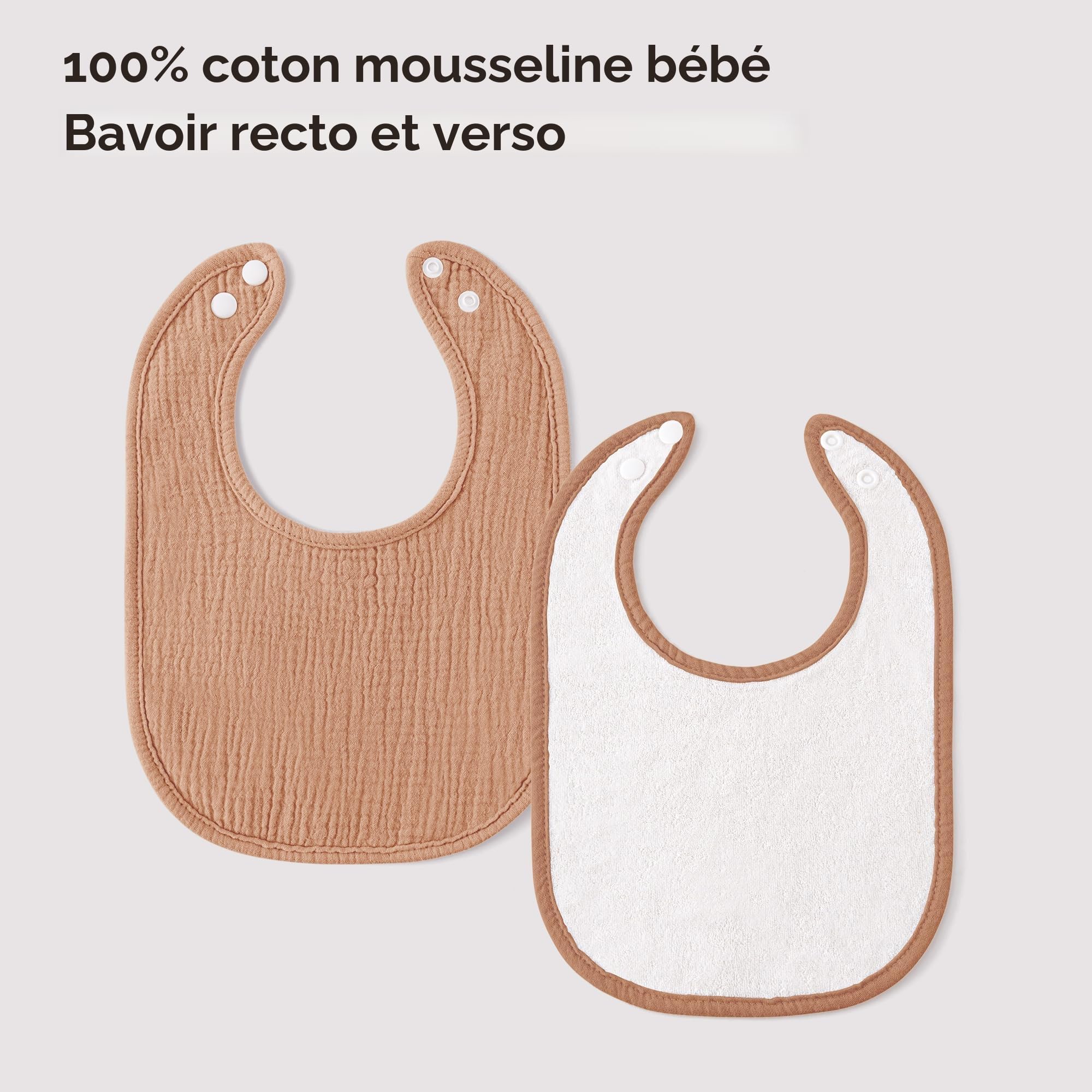 bearmoss Bavoirs Bébé Bebe 8 Pièces Nouveau Né Coton Bavoirs,100% Coton Réglables Doux Pour Garçons et Filles