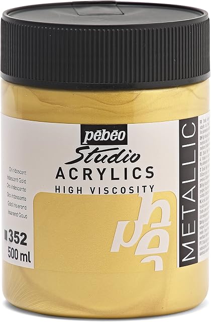 PEBEO 172352 500 ml Studio Acrylic Paint, Iridescent Gold