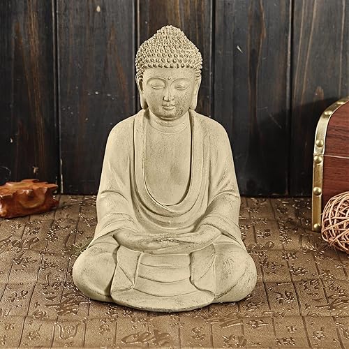 Miniatura 3 de CHONSE Figura de Buda para meditar, estatuas sentadas para decoración del hogar, escultura de Buda, adornos de poliresina, escultura de adorno