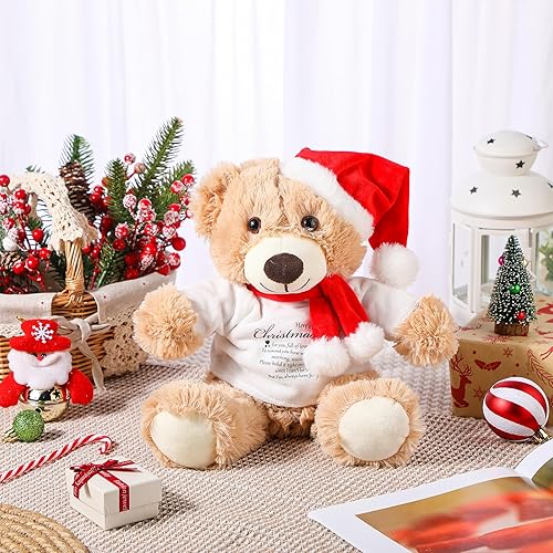 Miniatura 9 de Lenwen Oso de peluche de Navidad, la noche antes de Navidad, regalo inspirador, oso de peluche con texto en inglés "Get Well Soon", regalo para