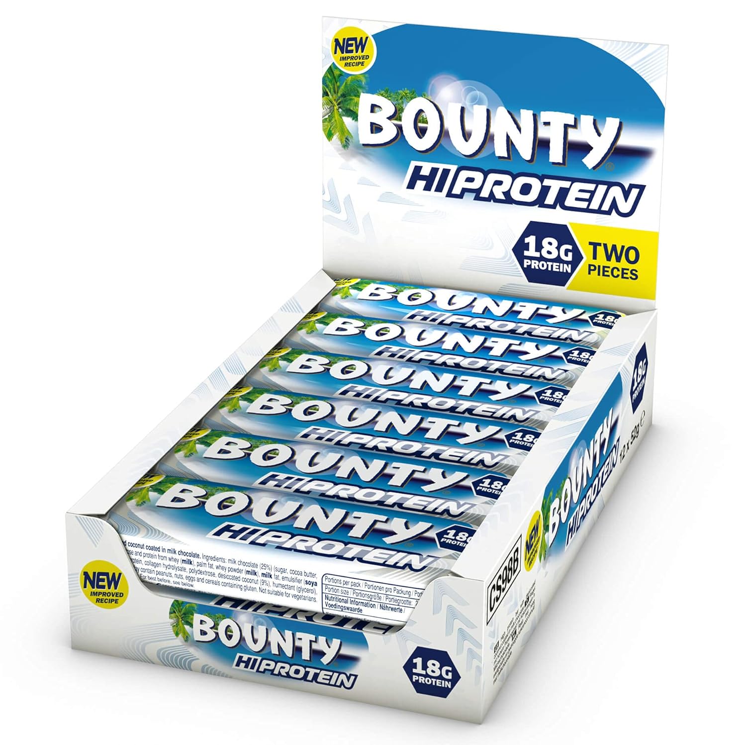 BOUNTY HI-PROTEIN BAR Coconut 12x52g