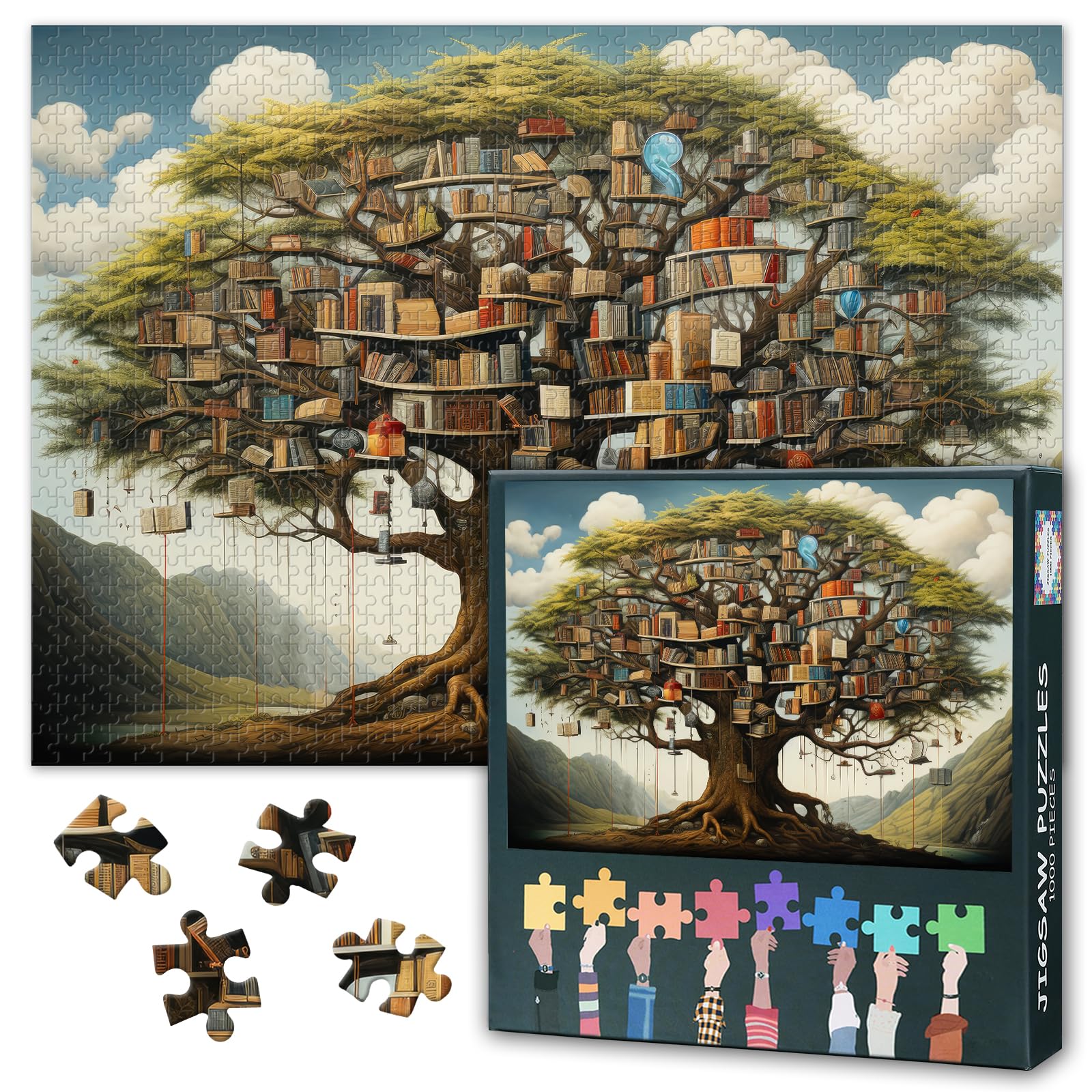 Puzzles for Adults 1000 Pieces, The Life of Tree Jigsaw Puzzles, Books Adult Puzzle for Adults, Educational Fun Games or Toys for Elders Friends 20X27 INCH