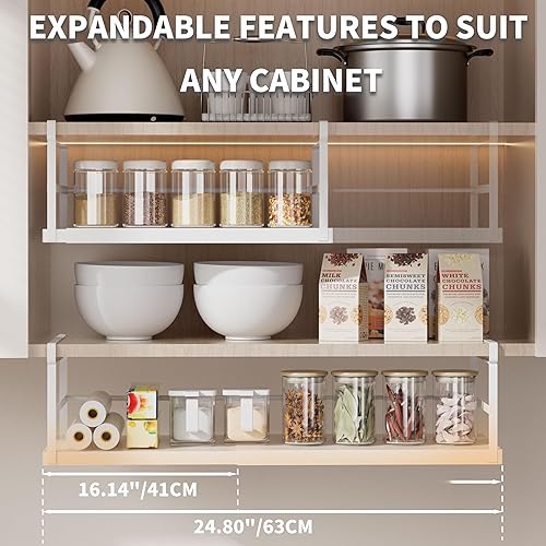Miniatura 2 de Finnhomy Paquete de 2 organizadores para debajo del gabinete, organizadores y almacenamiento de despensa, cesta debajo del estante, organización de