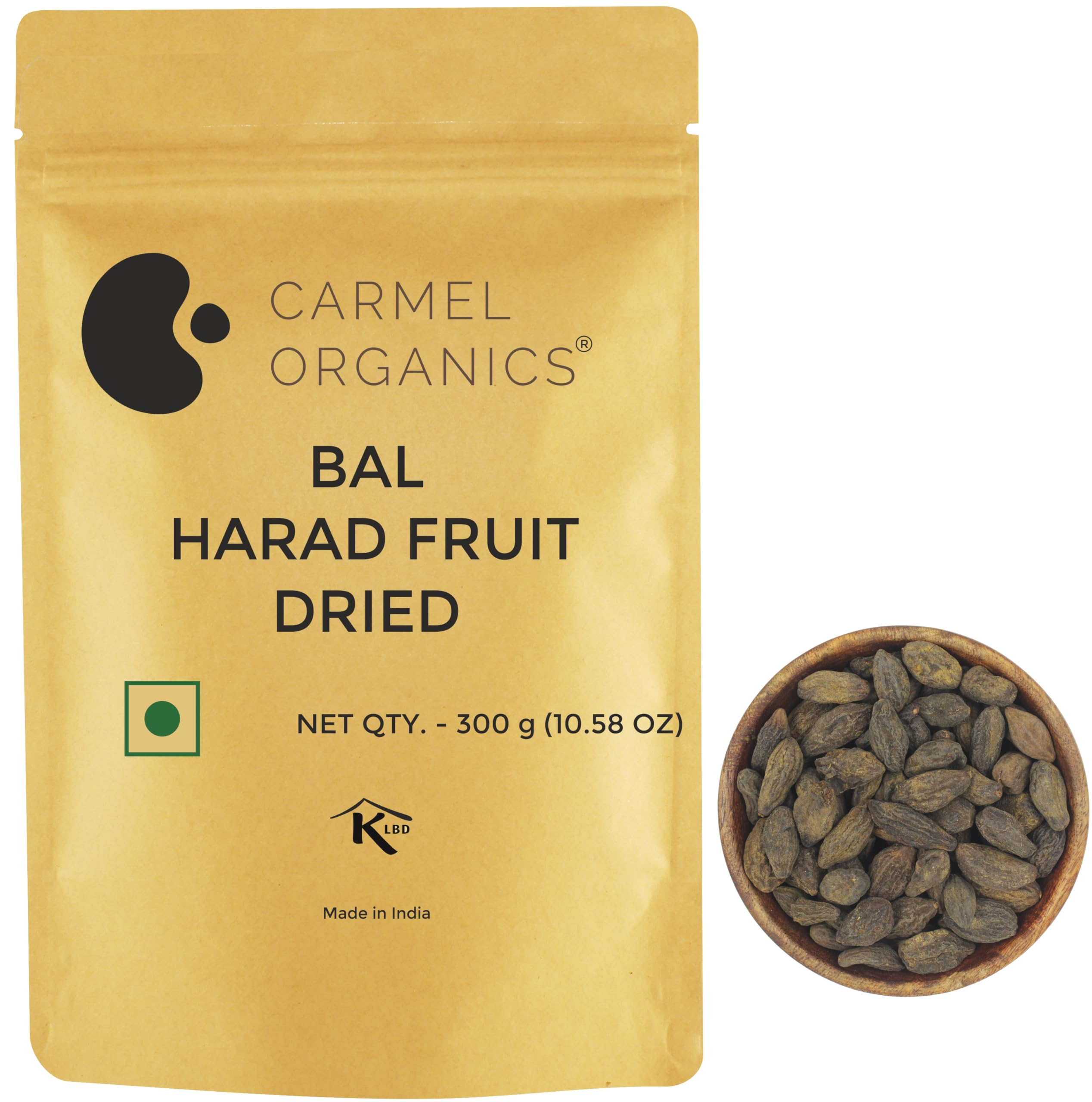 CARMEL ORGANICS Bal Harad Whole 300 Grams | Choti Harad, Black Himej, Natural Ayurvedic Herb, Supports Digestion & Immunity, No Added Preservatives and Additives