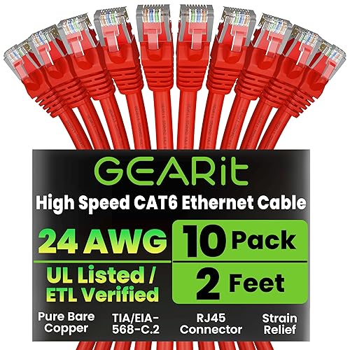 Miniatura 16 de GearIT - Cable Ethernet Categoría 6, sin enganches, cable de red LAN para computadora, Azul Azul,Verde,Naranja,Morado,Rojo -,Amarillo