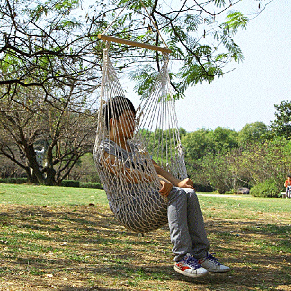 Goshyda Chaise Suspendue d'extérieur, Siège de Camping, Hamac en Corde de Coton pour Adulte, Balançoire Pliable et Durable pour Jardin Intérieur