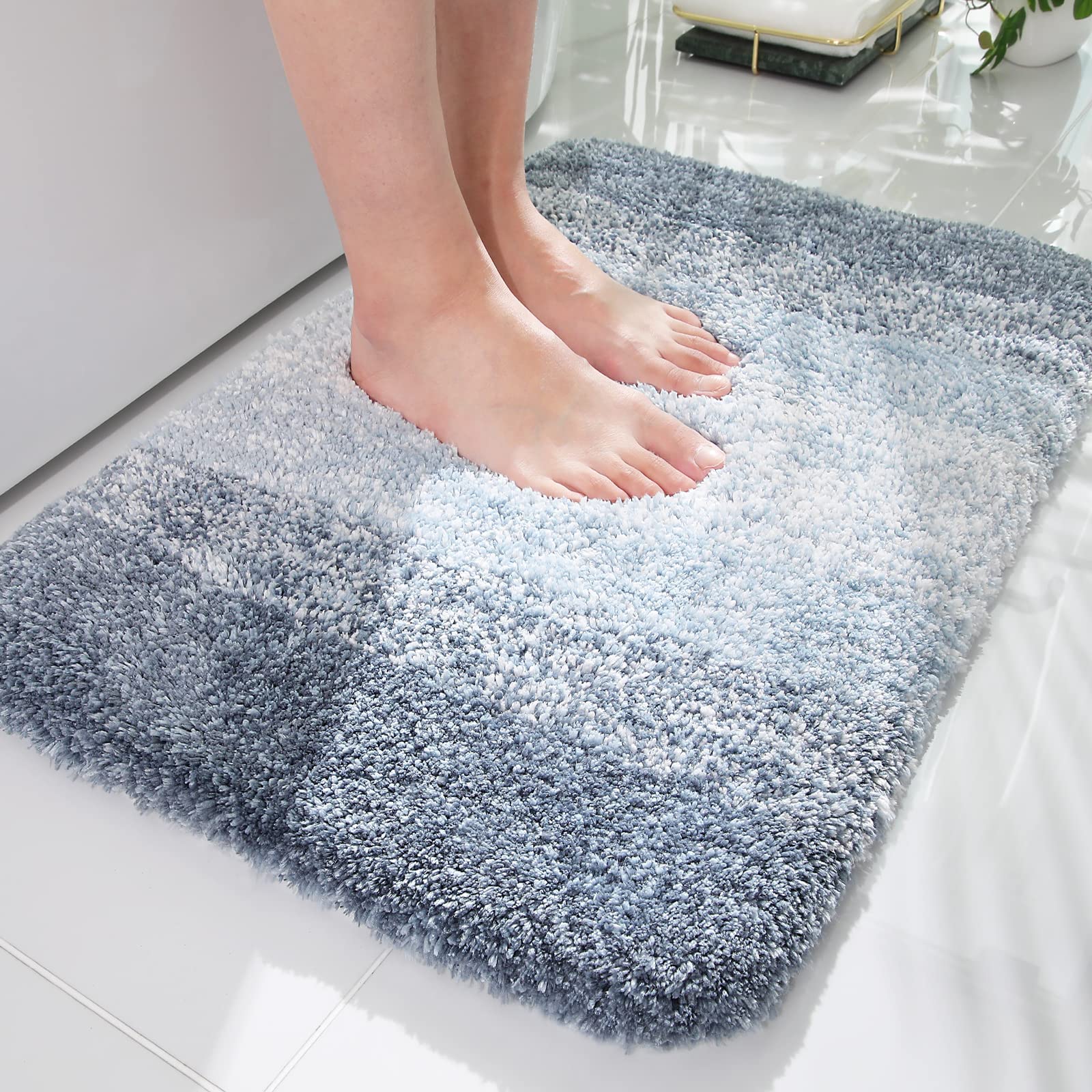 smiry Microfiber Bath Mat, 50 x 75 cm, Non-Slip Super Absorbent Bathroom Mat, Extra Soft Thick Floor Foot Mat