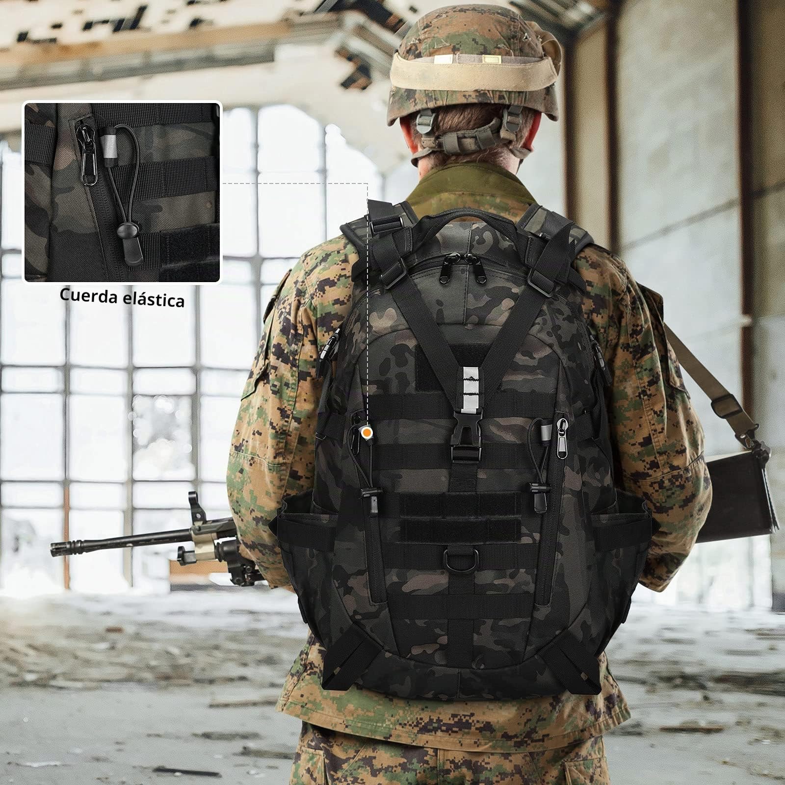 HUNTVP 30L/35L Táctical Backpack Mochila de Asalto Mochila de Marcha Molle Militar Gran Bolsa de Hombro Impermeable para Las Actividades Aire Libre Senderismo Viajar