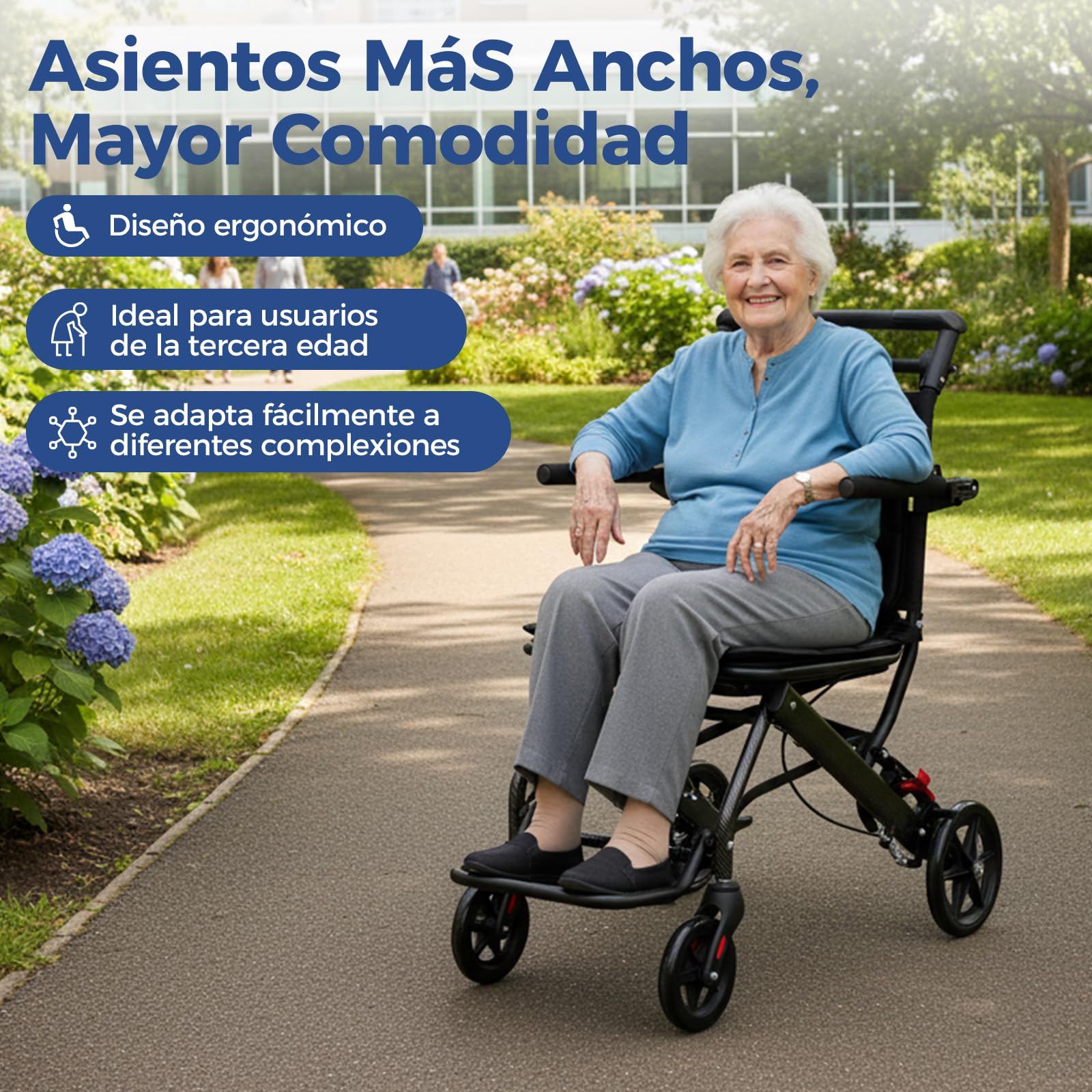 Silla de ruedas, ligera, plegable, ligera, plegable, 100 kg, con bolsa de almacenamiento, 100 kg