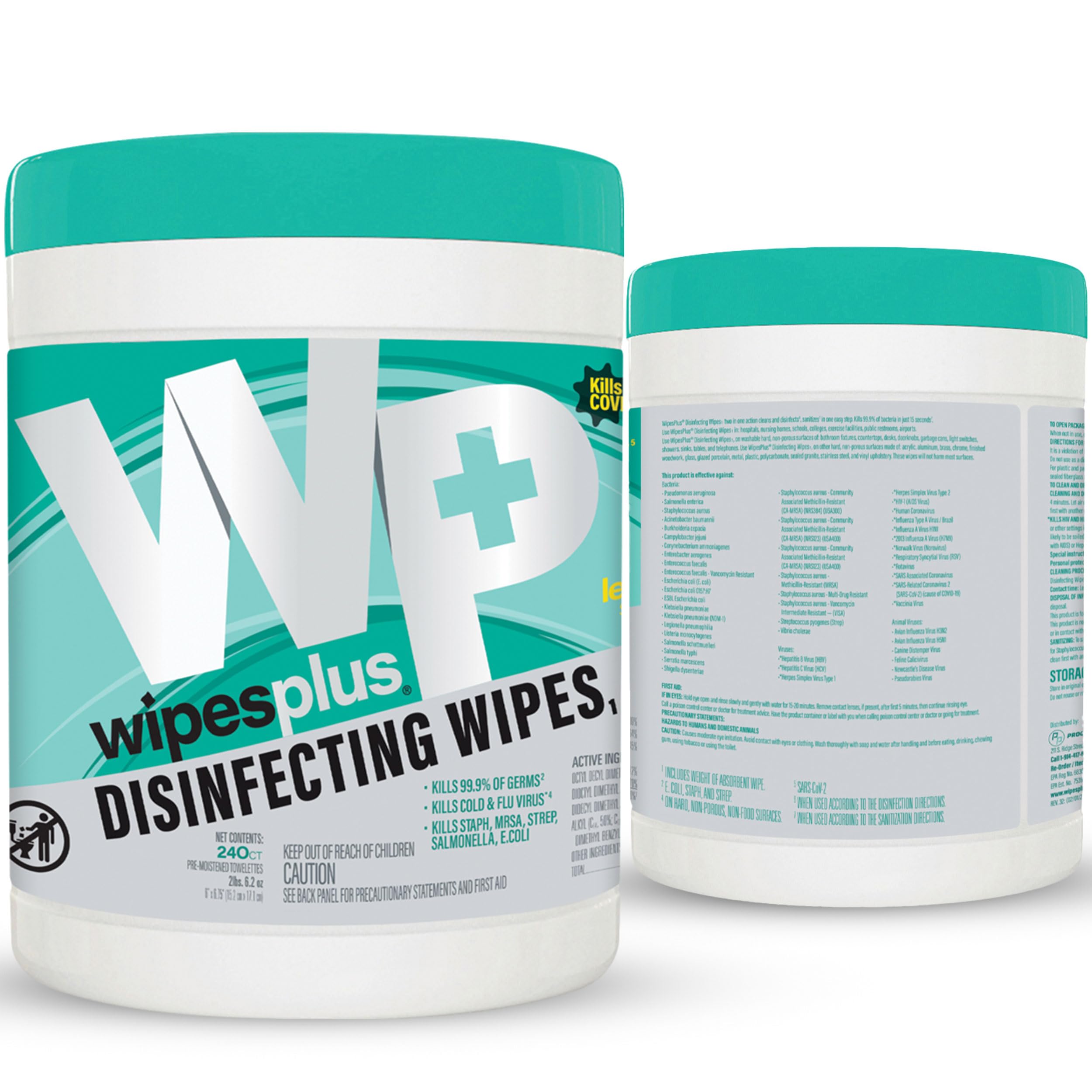 WIPESPLUS Disinfecting Surface Wipes Canister Bleach Free with Lemon Scent for Home and Business 2880 12 Packs of