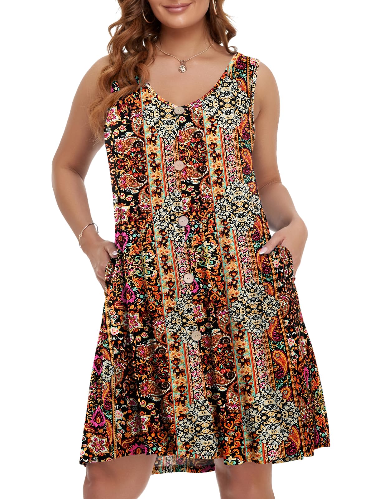 BELAROI Summer Dresses for Women Beach Tshirt Sundress V Neck Casual Swing Tank Dress Swimsuit Cover Ups Pockets