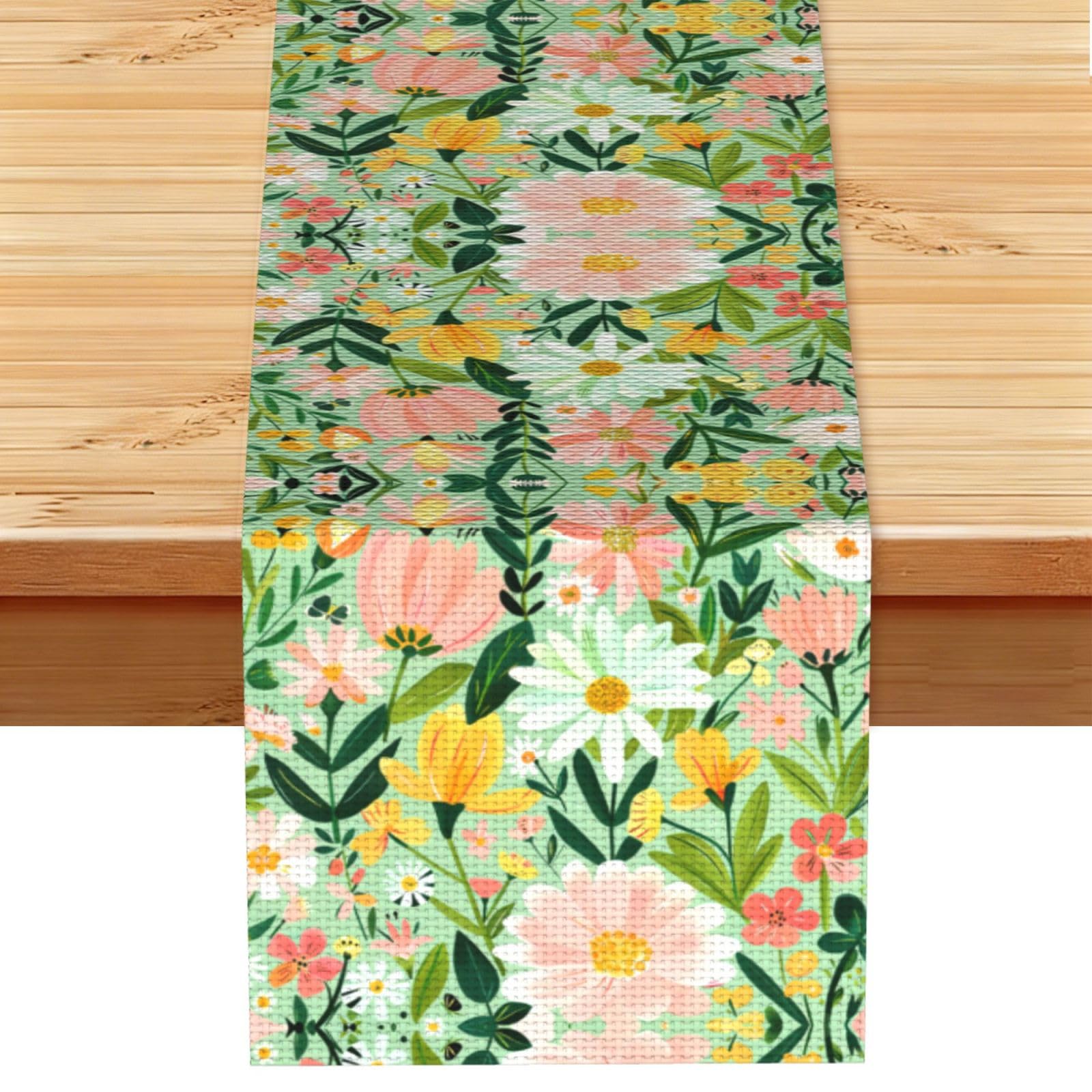 Cheerful Colorful Daisy Printed Table Runner 13 x 72, Wrinkle Resistant Decor for Dining Table Coffee Table Fireplace