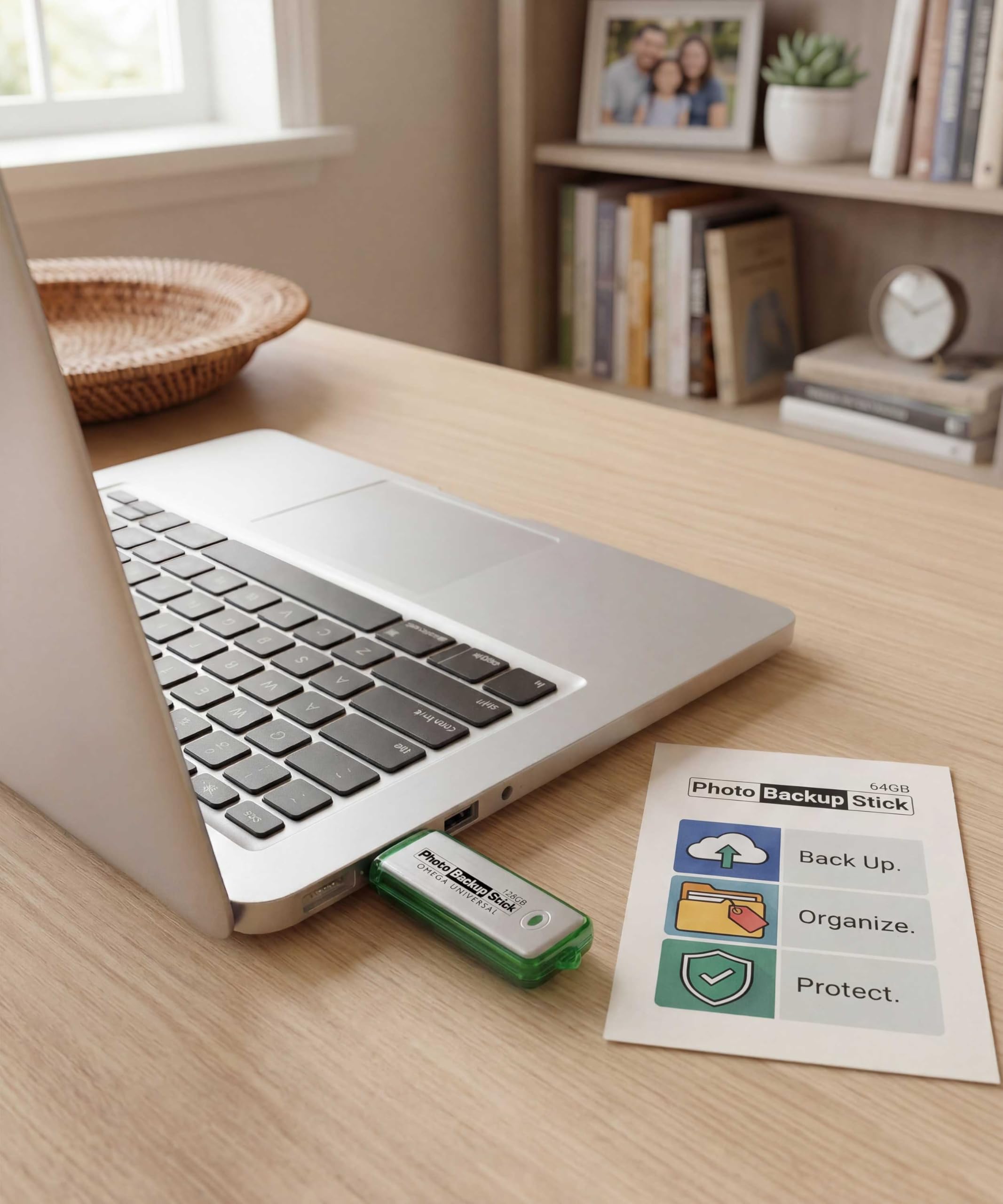 Palo de copia de seguridad de fotos para ordenadores - Herramienta USB 3.0 de copia de seguridad de imagen y vídeo (128 GB)