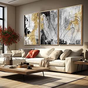 YJYart Green Abstract Canvas Artwork Flowers Wall Decor For Office Lin