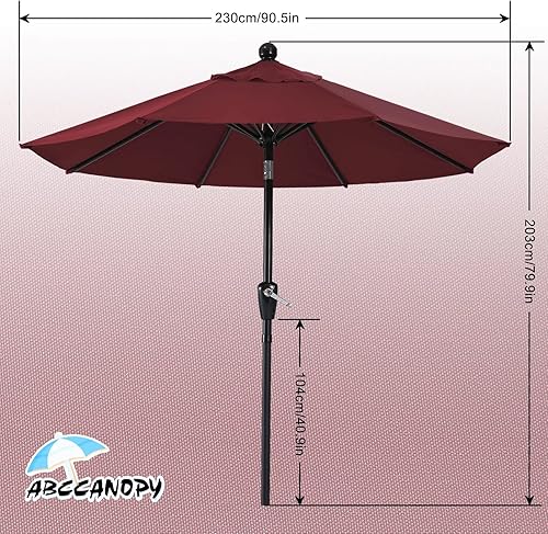 Miniatura 5 de ABCCANOPY - Sombrillas duraderas de 7.5pies para patio (borgoña)