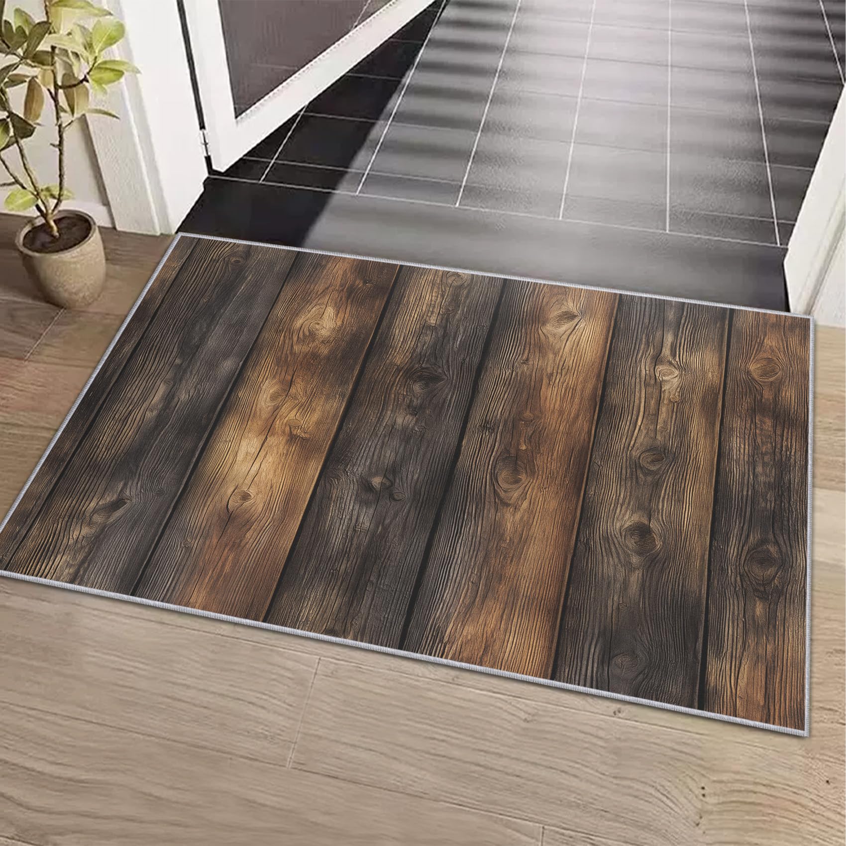 Generisch Holzbrett Teppich, Teppich Schlafzimmer Wohnzimmer Rustikal Bauernhaus Holzoptik, Wohnzimmerteppich Schlafzimmer Dekoration rutschfeste Waschbar Flanell 150x200 cm V-M10
