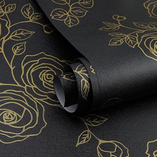 Miniatura 2 de Papel tapiz de flores para despegar y pegar, papel tapiz bohemio dorado y blanco, renovación de dormitorios, armarios, etc. Papel tapiz de contacto