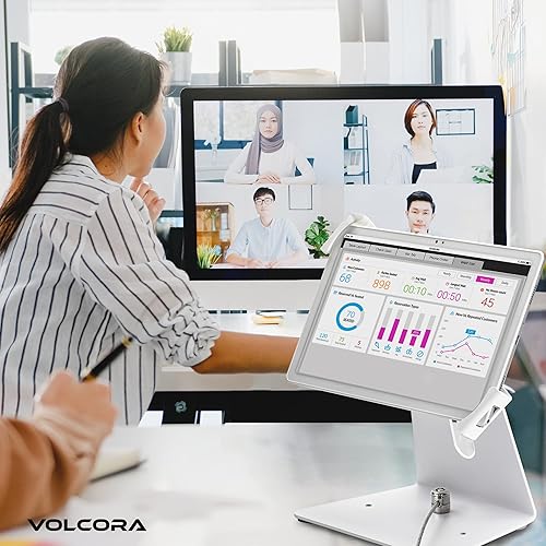 Miniatura 6 de Volcora Soporte antirrobo para tableta iPad de seguridad con cerradura, blanco de 9-13 pulgadas, soporte de quiosco, giratorio, ajustable, para iPad