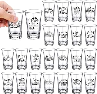 Chuangdi 24 Pcs Funny Nurse Shot Glasses 1.2 oz Cna Week Shot Glass Bulk Funny Nurses Week Gift Cna Cup for Nursing Student Graduation Gift
