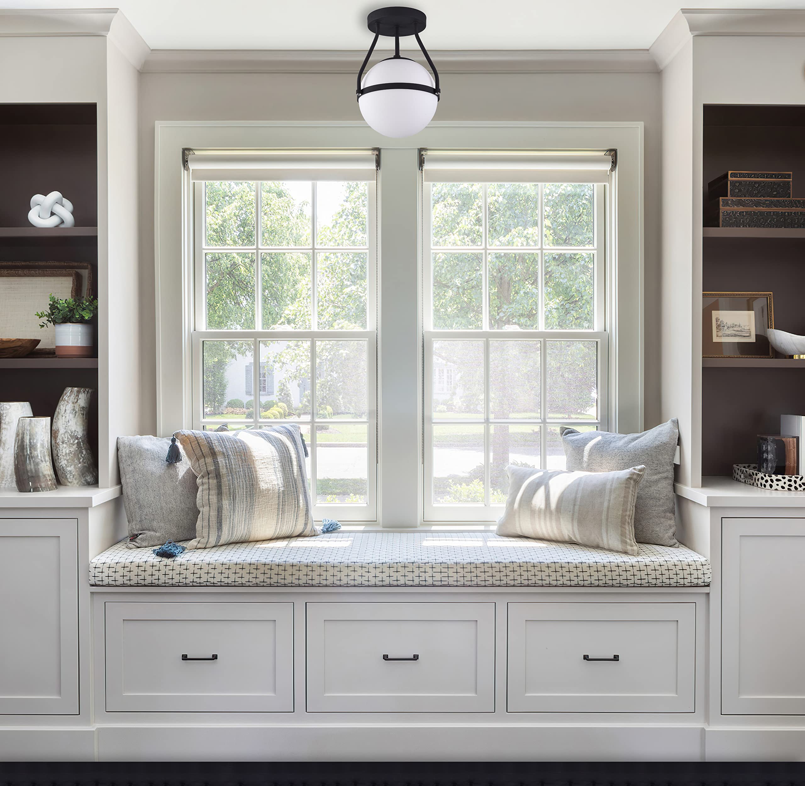 Bagood Mid Century Modern Globe Semi Flush Mount Ceiling Light Fixture Matte Black Globe Ceiling Light Fixture Globe Ceiling Light Flush Mount