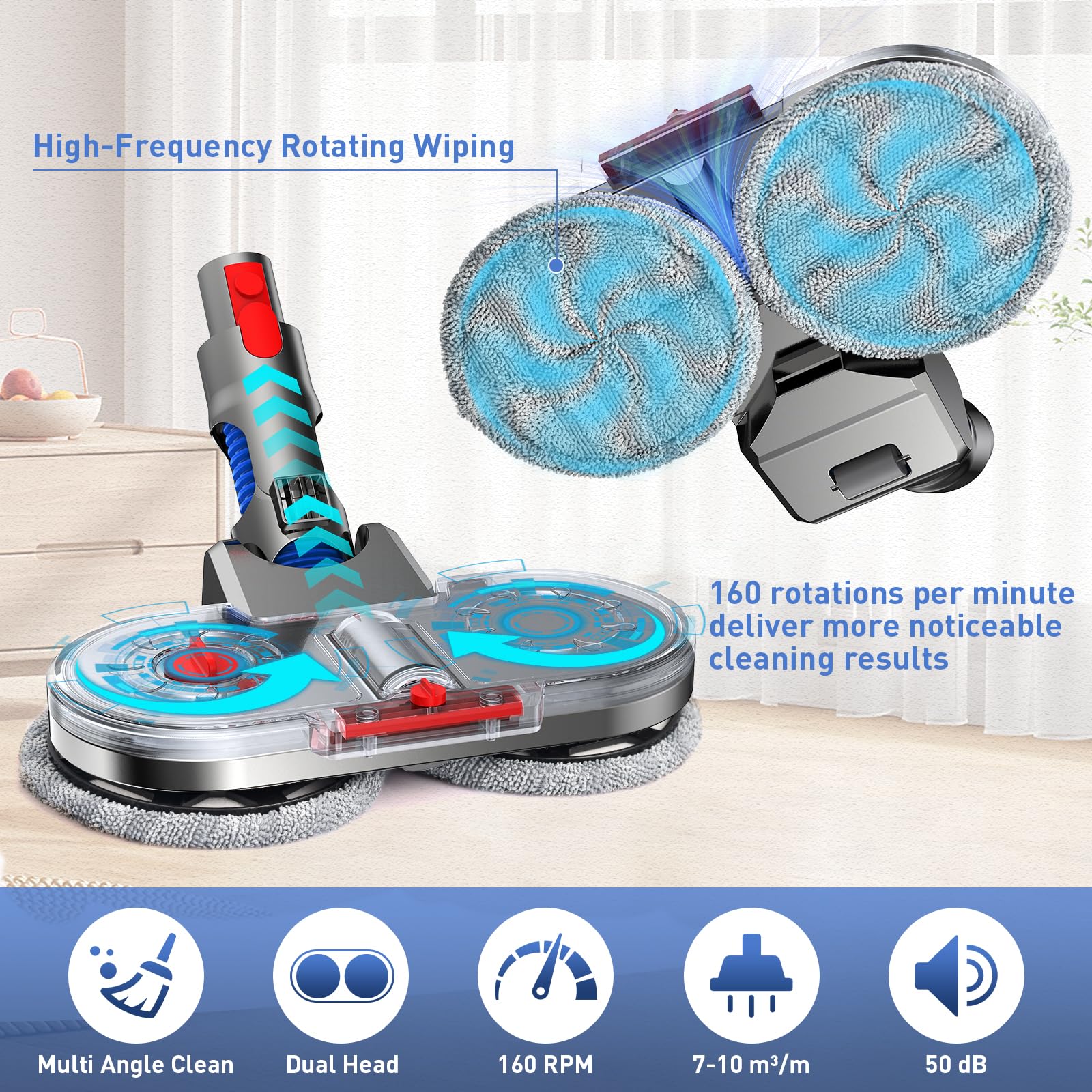 NIKYJM Wischaufsatz für Dyson V7/V8/V10/V11/V15 Zubehör Wischaufsatz für Dyson Wischmopp Aufsatz für Dyson mit Abnehmbaren Wassertank, Füllbehälter und 8 Waschbare Mopps