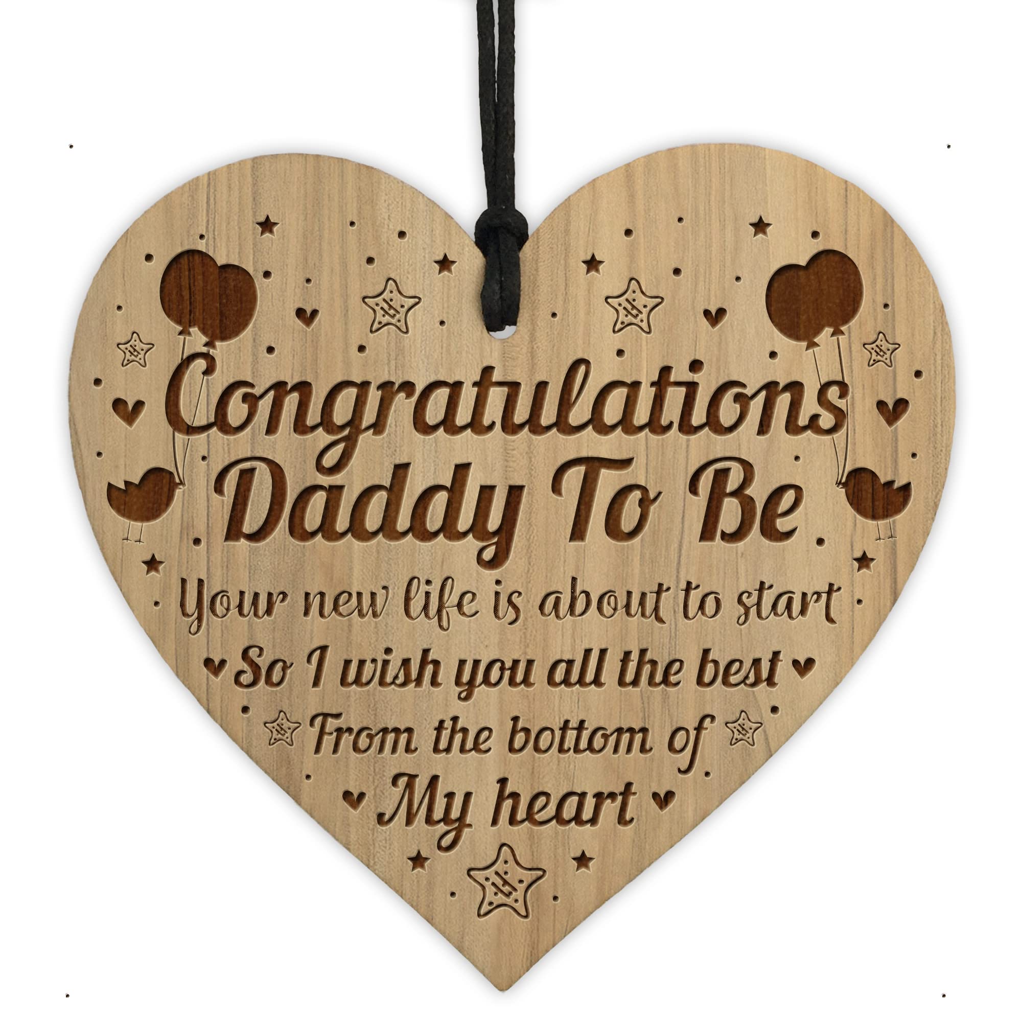 Red Ocean Congratulations Daddy To Be Gift Birthday Christmas Engraved Heart Bump Gifts