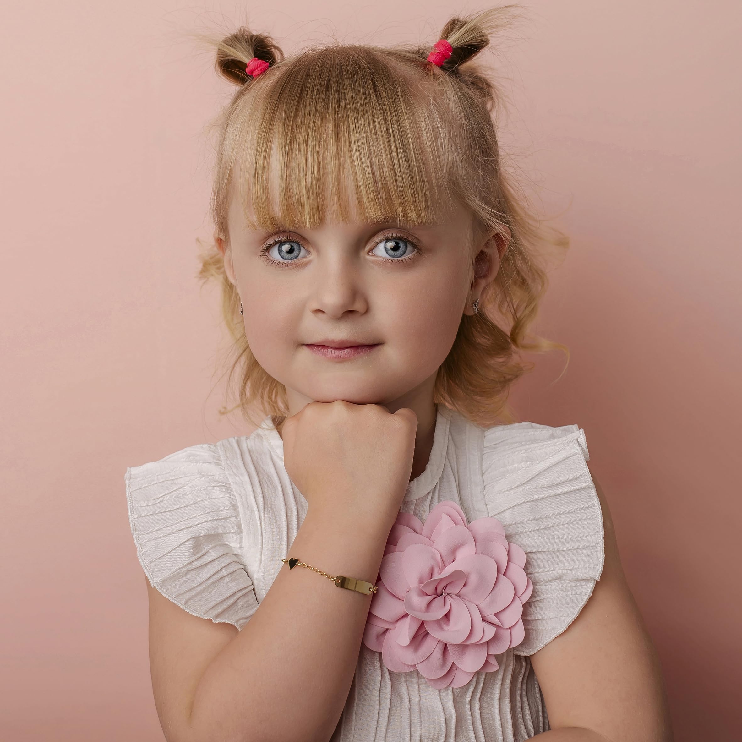 Sakrami Pulsera de Plata 925 Placa Grabable para Niños con Trébol Esmaltado + Caja de Regalo Personalizada - Pulsera para Nacimiento Comunión o Bautismo
