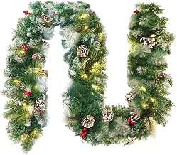 XMTECH 300cm Weihnachtsgirlande Künstliche mit Tannenzapfen & Schnee-Effekt