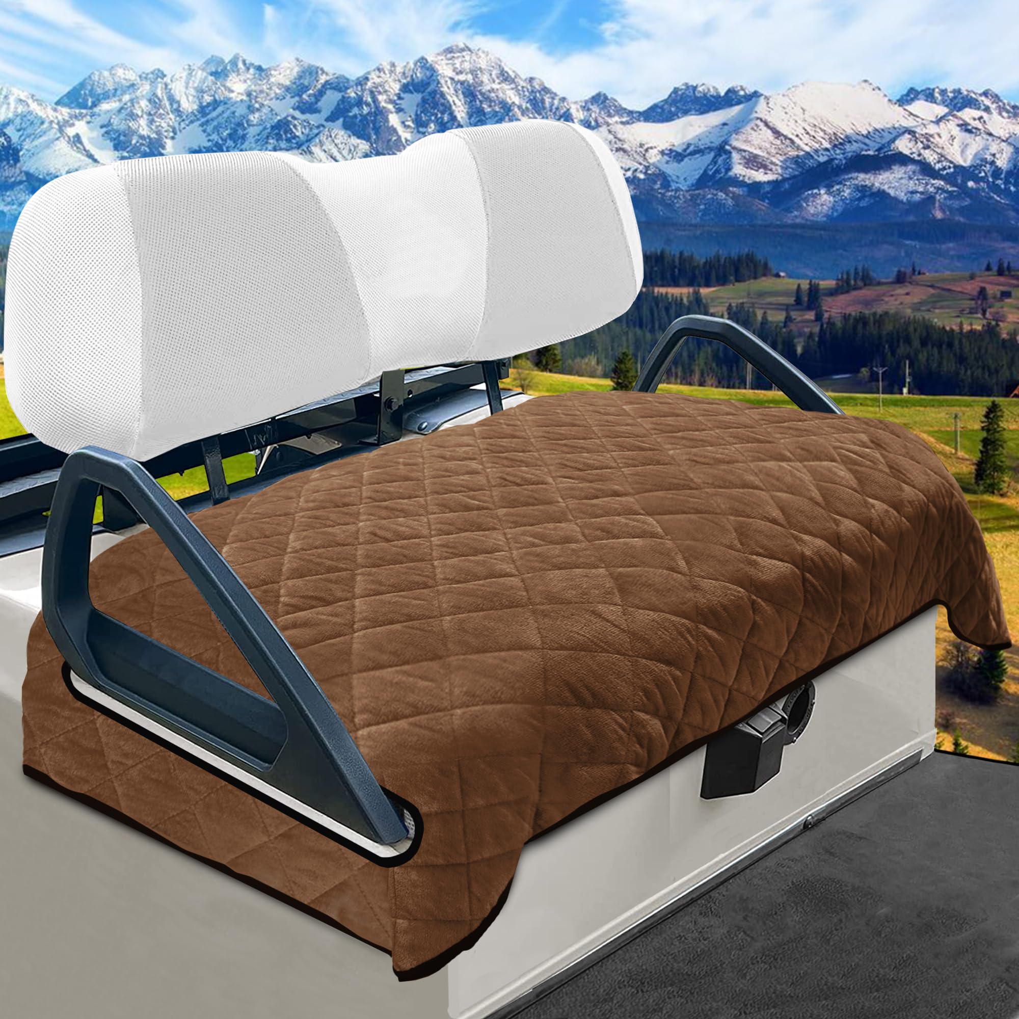 YOKYHOM Golf Cart Seat Covers, Golf Cart Seat Towel Blanket, Short Plush Surface, Soft and Comfortable, Suits EZGO, Yamaha, Club Car and Other 2-Seat